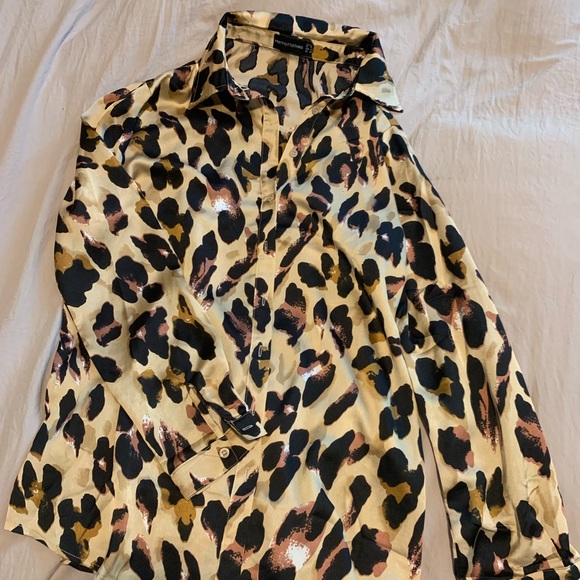 satin leopard print top